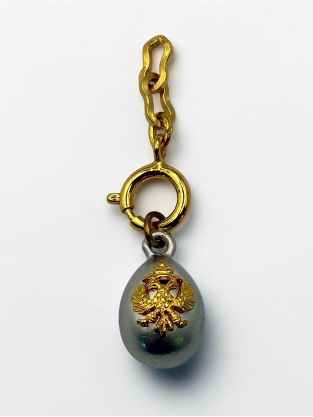 Joan Rivers Fabergé Egg Style Two Tone Double Eagle Charm Pendant w/ Extender
